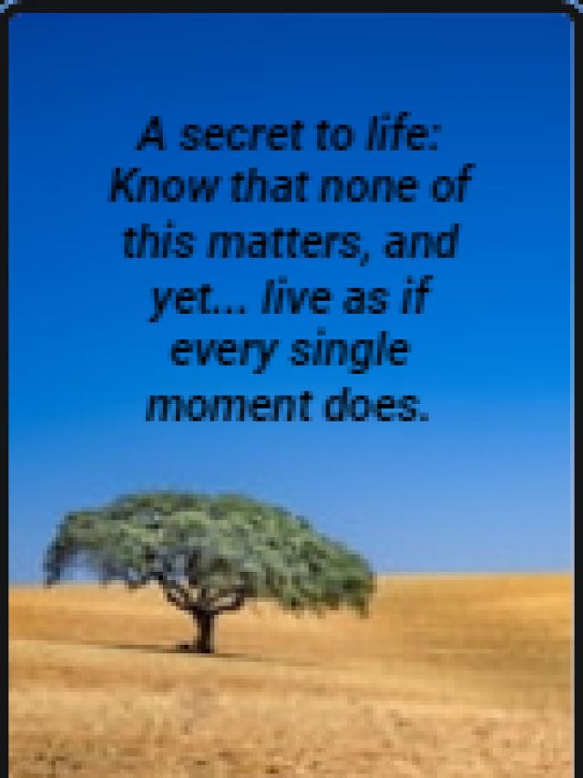 A secret to life: Know that none of this matters, and yet… live as if every single moment does.
