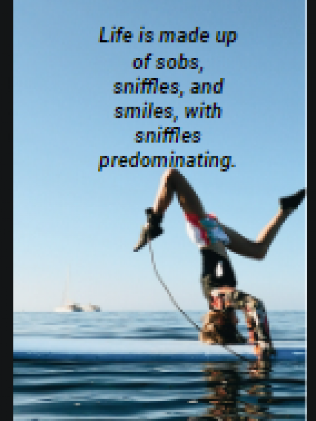 Life is made up of sobs, sniffles, and smiles, with sniffles predominating.
