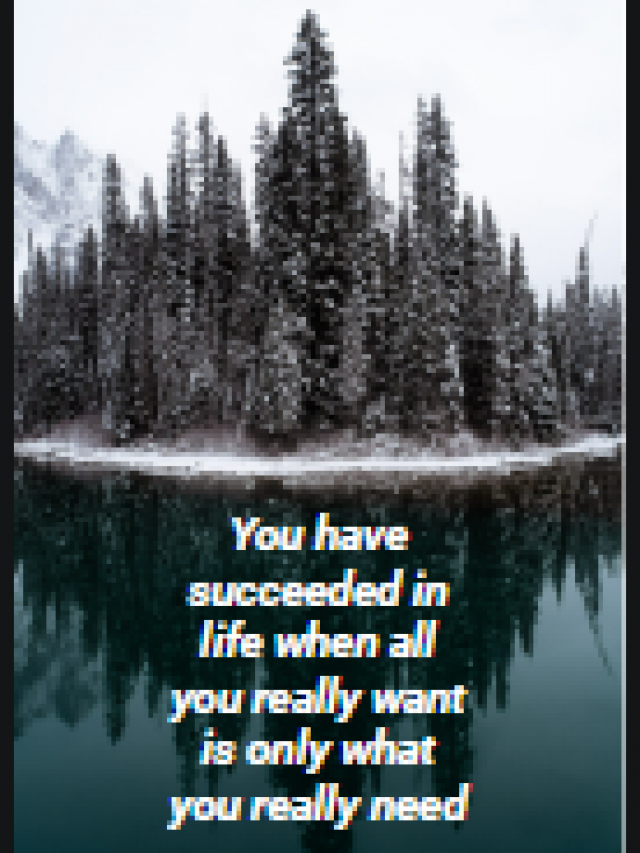You have succeeded in life when all you really want is only what you really need